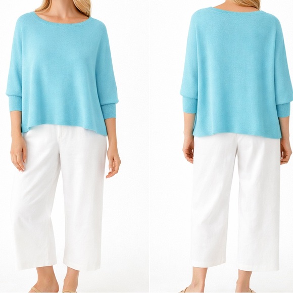 PLANET by Lauren G Tops - Planet Lauren G Blue Pima Knit Dolman Top Boxy Excellent OS fits 4-14